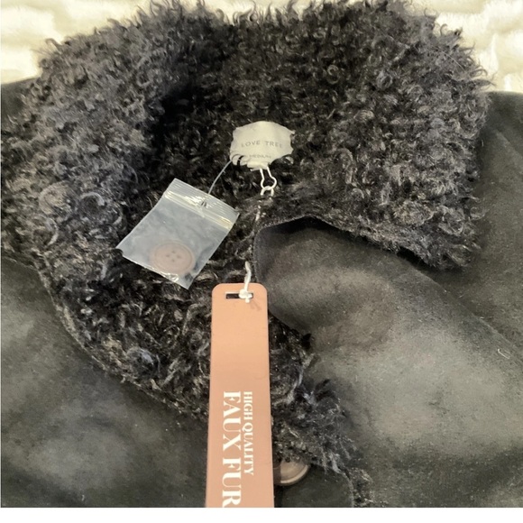 Love Tree Faux Suede/Fur Black Jacket NWT Size Medium - Picture 15 of 15